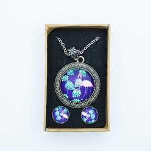 Flamingo Glass Pendant Necklace